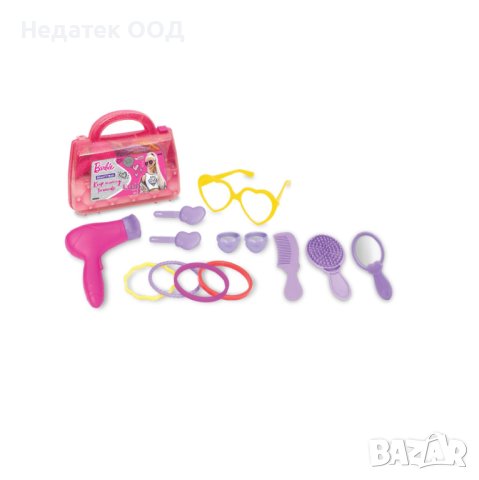 Барби, цветна козметична чанта, с аксесоари, 14 бр., снимка 4 - Кукли - 44259649