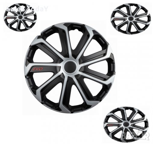 Тасове за джанти, 15", EVO, черен/ сив