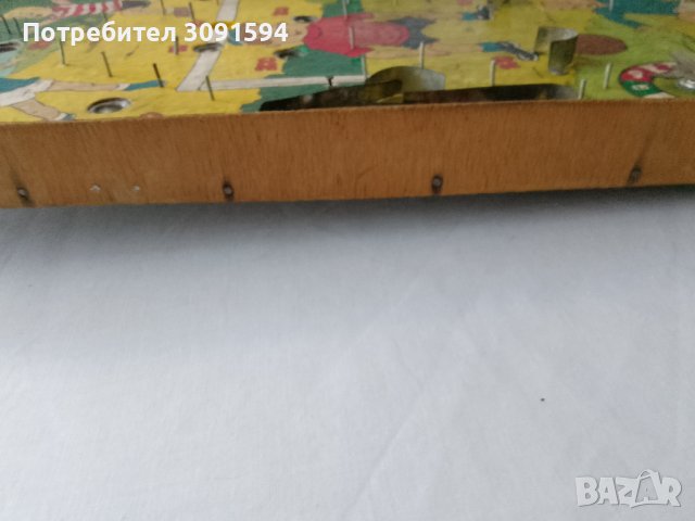 Винтидж дъска за игра на пинбол 63.см(600 мм), футболна ретро дървена игра на пинбол от 1960 г.,  - , снимка 3 - Антикварни и старинни предмети - 41534119