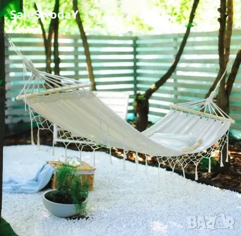 Хамак макраме, Бежов, 200x100см 