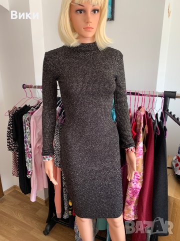 Черна рокля със златни нишки, снимка 5 - Рокли - 40819715