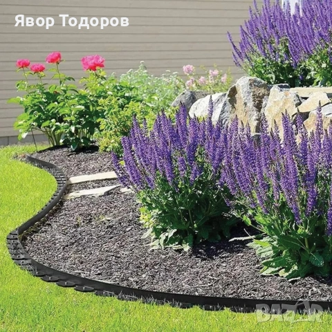 Комплект гъвкав градински бордюр 20м с 60 фиксиращи щифта, Височина 4см, снимка 7 - Строителни материали - 53801419