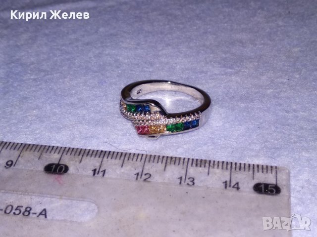 РАЗКОШЕН СРЕБЪРЕН АРТ ПРЪСТЕН РОДИРАНО СРЕБРО 925 ИНКРУСТИРАН с РАЗНОЦВЕТНИ СКЪПОЦЕННИ КАМЪНИ 38590, снимка 12 - Пръстени - 41637983