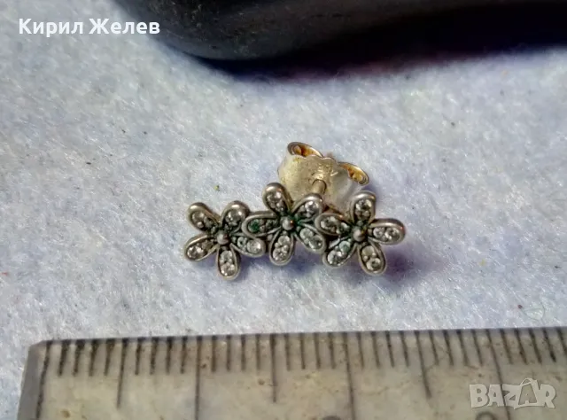 ПРЕЛЕСТНА НЕЖНА ФЛОРАЛНА СРЕБЪРНА ОБЕЦА ЦВЕТЯ СРЕБРО 925 с МИНИАТЮРНИ ФАСЕТИРАНИ ЦИРКОНИ 48667, снимка 5 - Обеци - 48901244