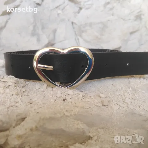 Кожено чокър колие с метална закопчалка сърце 20389, снимка 4 - Колиета, медальони, синджири - 48414818