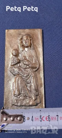 бронзова католическа икона, снимка 3 - Други ценни предмети - 56329422