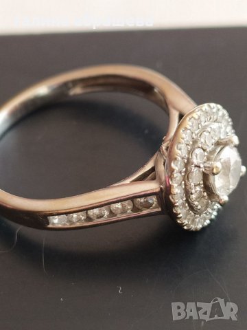 Златен пръстен от бяло злато с диаманти, снимка 3 - Пръстени - 35935383