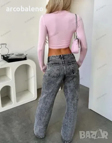 Модни ретро широки дамски дънки с прави крачоли и ниска талия, 2цвята , снимка 9 - Дънки - 48852722