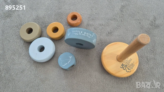Дървена Низанка с Рингове на Little Dutch Ocean Blue Wooden, снимка 3 - Образователни игри - 53624121