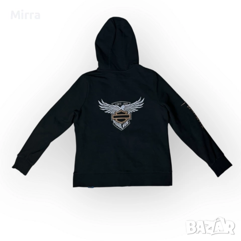 Harley Davidson "115 Years Eagle" Y2K Graphic Zip-Up Hoodie (Дамско), снимка 2 - Суичъри - 52057682