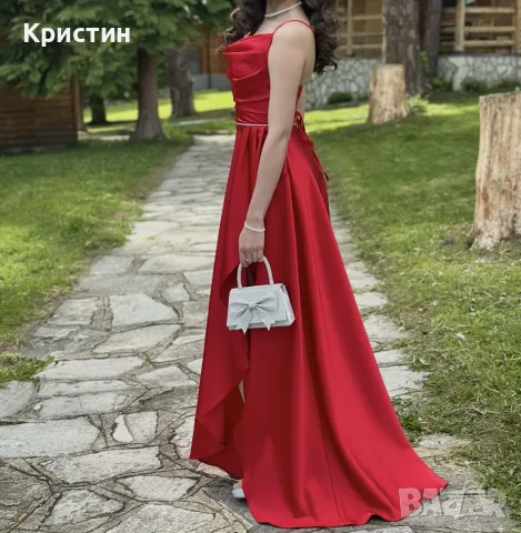 Официална червена рокля 
