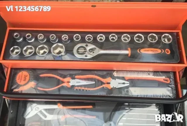 Сгъваем метален куфар с инструменти 85 части, снимка 3 - Куфари с инструменти - 50722971