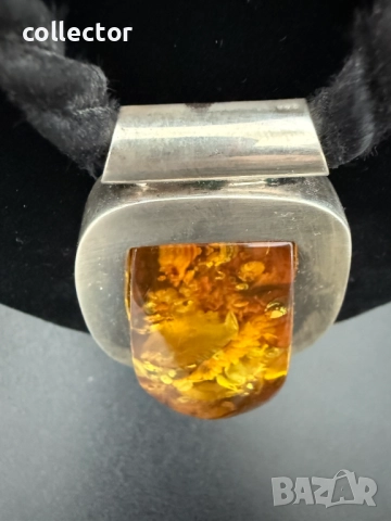 Сребърен медальон с Кехлибар. №7414, снимка 6 - Колиета, медальони, синджири - 51940569