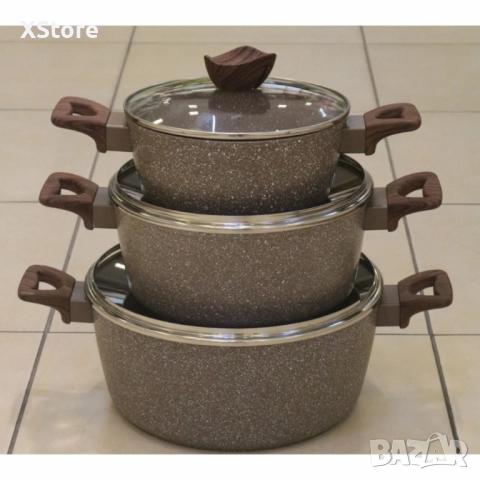 Комплект от три алуминиеви тенджери с капак, снимка 4 - Съдове за готвене - 52392839