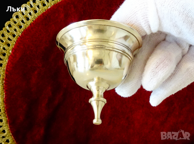 Масивна бронзова захарница,чаша с капак 310 гр. , снимка 4 - Антикварни и старинни предмети - 36302583