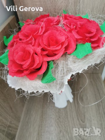 цветя от креп хартия, снимка 4 - Изкуствени цветя - 34015592