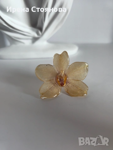 Регулируем пръстен с естествен цвят на орхидея , снимка 3 - Пръстени - 53738081