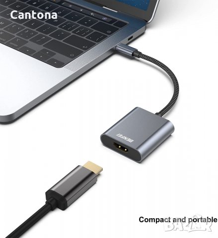 BENFEI USB C към 4К HDMI адаптер, Thunderbolt 3, алуминиев корпус, снимка 6 - Лаптоп аксесоари - 35664506