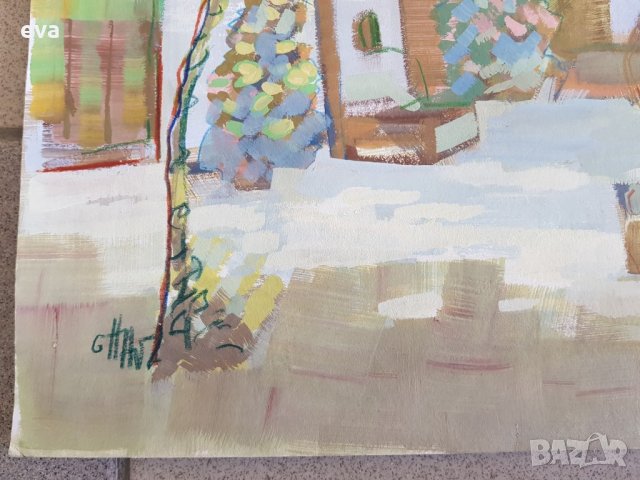 Пенка Николова известна българска художничка пейзаж ДВОР, снимка 3 - Картини - 34134283