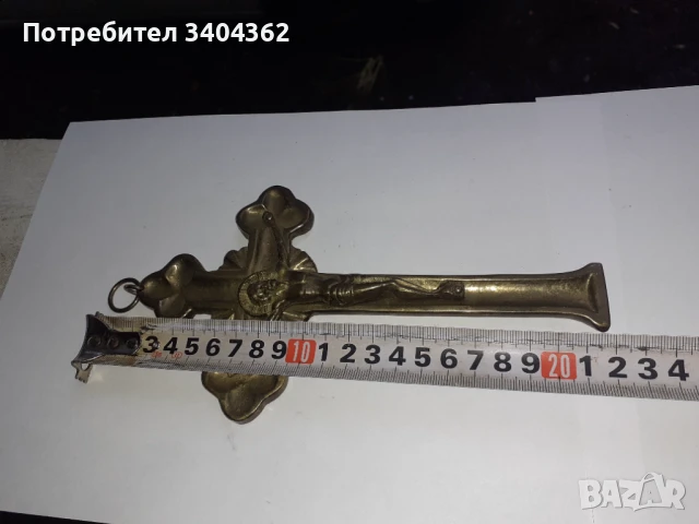 Стар голям бронзов кръст разпятие религия, снимка 6 - Антикварни и старинни предмети - 50840975