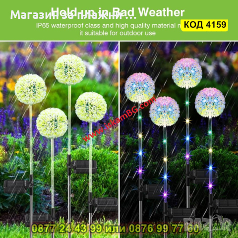 Външна соларна лампа за градина Глухарче - КОД 4159, снимка 6 - Соларни лампи - 44681693