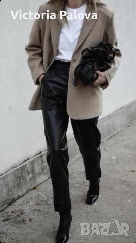 Модерен кожен панталон агнешка кожа, снимка 13 - Панталони - 38275605