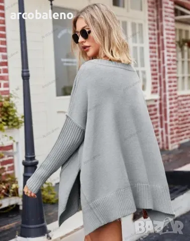 Дамски моден с голям размер секси пуловер с V-образно деколте, 5цвята , снимка 16 - Блузи с дълъг ръкав и пуловери - 43204735