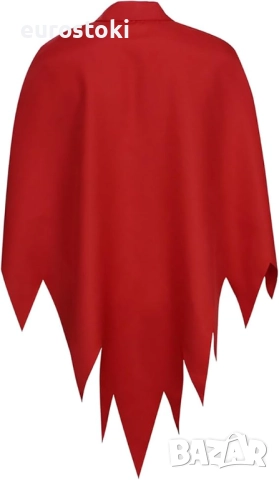 Комплект костюм за Хелоуин Дявол, червен назъбен плащ, рога, червен триъгълен зъбец, косплей костюм, снимка 3 - Костюми - 52136259