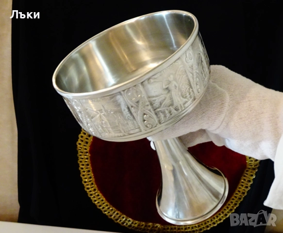 Викингски калаен бокал за вино,чаша 18 см.,500 мл.,Дракон 