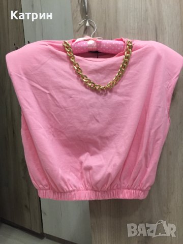 Блузка ,,Pink Barbie"с мотив верижка, размер S-M, 100 % памук, снимка 7 - Тениски - 41385343