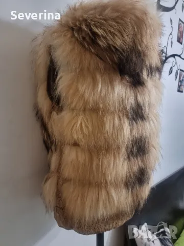 Естествен косъм ракун "Русский мех "невероятен елек с качулка , снимка 4 - Елеци - 49213073