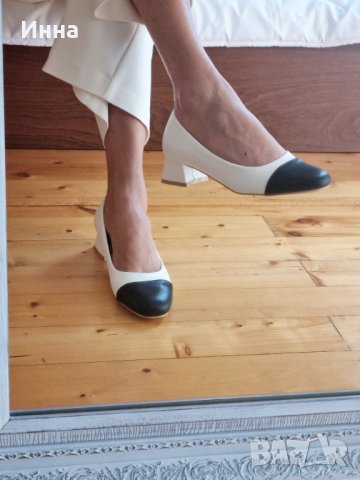 Черно-бели обувки 37 номер ежедневни удобен ток еко кожени  , снимка 8 - Дамски ежедневни обувки - 41655825