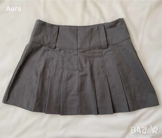 Grey pleated skirt, снимка 2 - Поли - 51779996