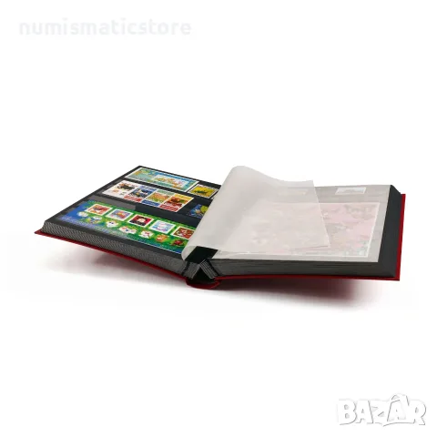 Leuchtturm - албум за марки Basic 32 черни листа А4 , червен, снимка 2 - Филателия - 56336674