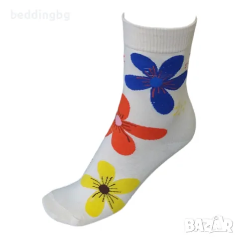 Цветни памучни #чорапи с флорален мотив (5 чифта), снимка 3 - Други - 48902210