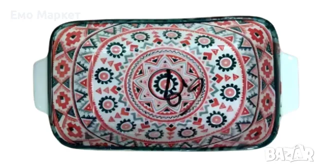 Керамична правоъгълна чиния плато с дръжки, снимка 5 - Чинии - 49276990