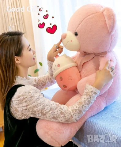 Голямо розово плюшено Мече с Bubble Шейк, 110см Розова Мечка, снимка 5 - Плюшени играчки - 51117599