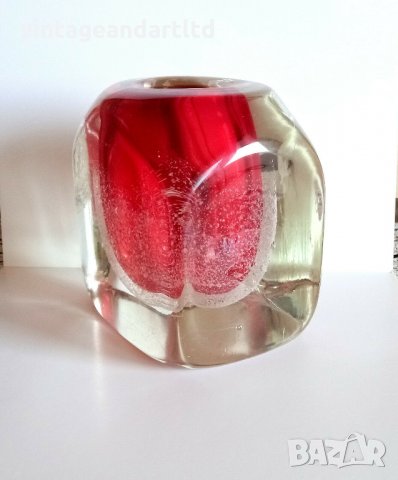 Стара колекционерска ваза, арт декор духано стъкло, снимка 3 - Вази - 35605271