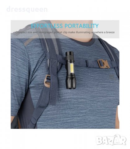 2844 Ултра ярко джобно фенерче XPE+COB със ZOOM, снимка 5 - Къмпинг осветление - 34268533