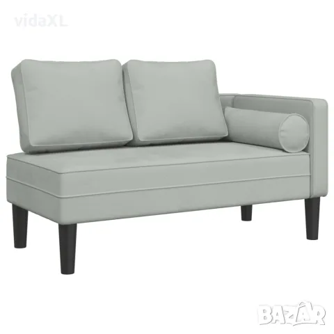 vidaXL Кушетка с възглавници, светлосива, кадифе
