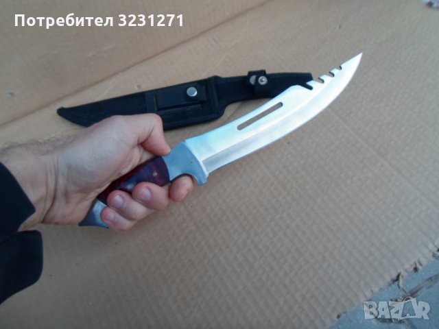 Голям ловджииски нож с калъф-красавец, снимка 8 - Ножове - 34836412