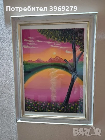 Лечебна ръчно рисувана картина с маслени пастели,34/25 см., снимка 1