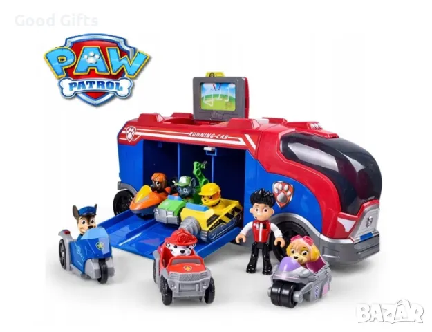Пес Патрул Камион Paw Patrol с 3 колички и Райдър, Отварящ се, Автовоз 
