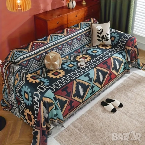 Ново шалте за диван от шинил етнически стил , снимка 2 - Покривки за легло - 51673651