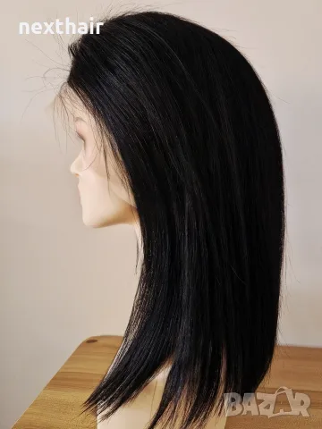 Естествена бразилска черна перука 40 см с Lace Front 13×4 – елегантност и естествен вид, снимка 4 - Аксесоари за коса - 55924799