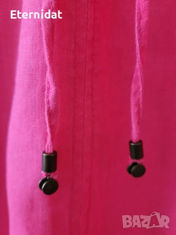 Розова дълга ленена рокля с бродерии , снимка 8 - Рокли - 51417558