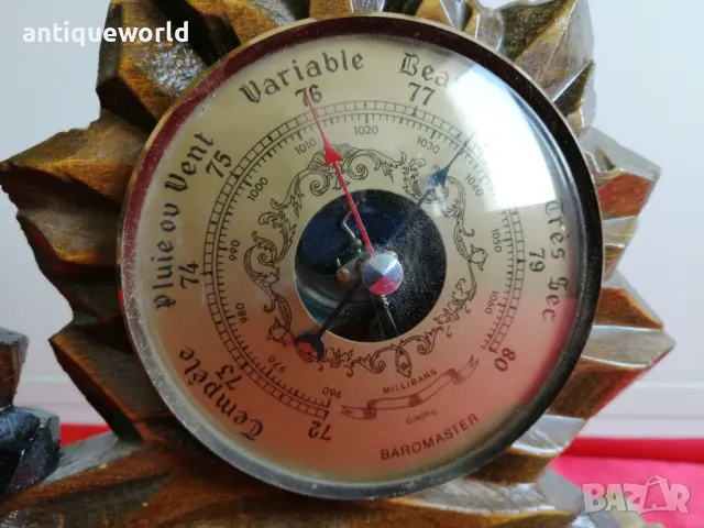Рядък Стар Немски ШВАРЦВАЛД  Барометър, снимка 6 - Антикварни и старинни предмети - 38010791