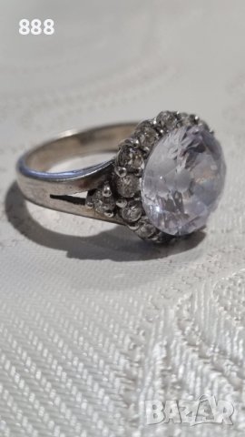 Сребърен пръстен 925 проба с бял камък , снимка 2 - Пръстени - 44200084