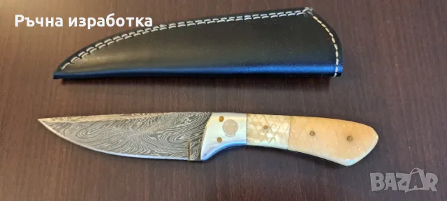 нож ръчна изработка дамаска стомана и камилска кост кания, снимка 11 - Ножове - 48085966