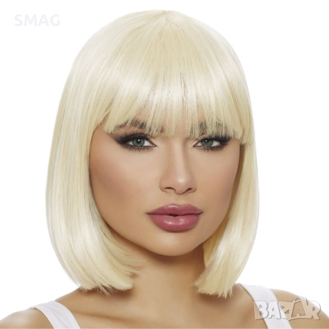 Хелоуин / Halloween дамска перука къса руса с бретон_1159437